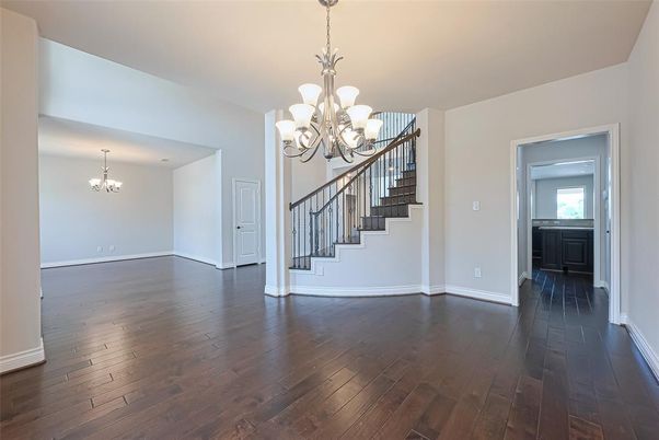 Chandelier, Empty room, Interior, Wood Texture Flooring