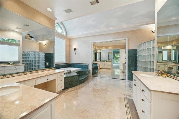 Bathroom, Dual Sink Vanities, Glass Shower, Interior, Recessed Lighting