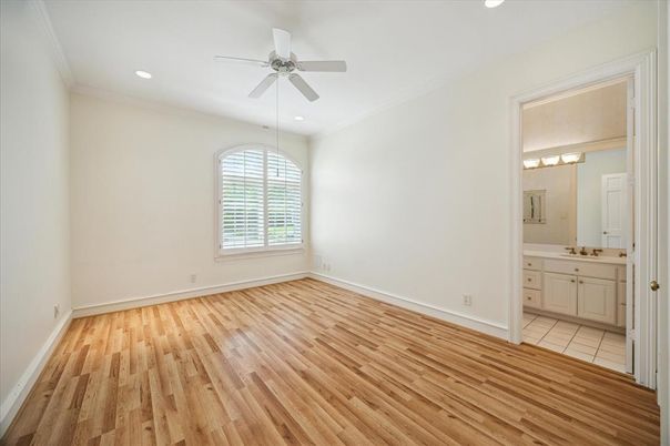 Bathroom, Empty room, Interior, Recessed Lighting, Wood Texture Flooring