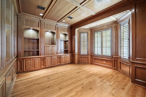 Empty room, Interior, Recessed Lighting, Wooden Ceilings, Wood Texture Flooring, Wooden Walls