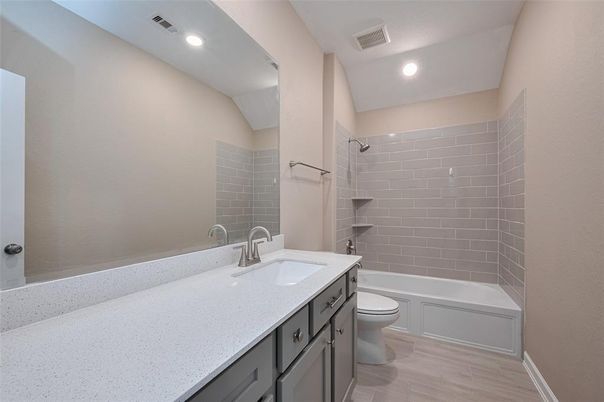 Bathroom, Interior, Recessed Lighting, Wood Texture Flooring