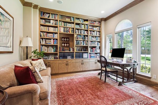 Home Office, Interior, Recessed Lighting, Wood Texture Flooring
