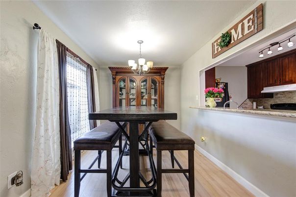 Chandelier, Dining room, Interior, Wood Texture Flooring
