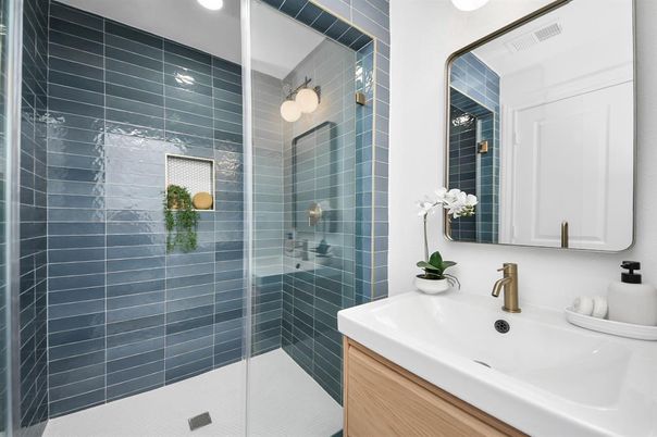 Bathroom, Glass Shower, Interior, Recessed Lighting