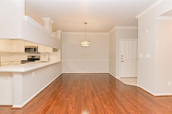Interior, Kitchen, Pendant Lights, Stainless Steel Appliances, Wood Texture Flooring