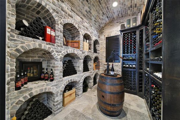 Interior, Recessed Lighting, Stone Walls, Wine Storage
