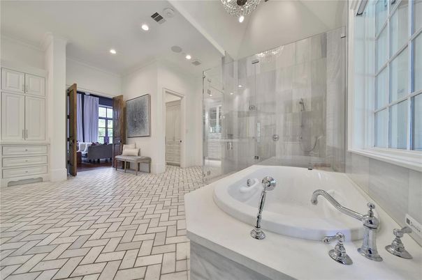 Bathroom, Glass Shower, Interior, Recessed Lighting