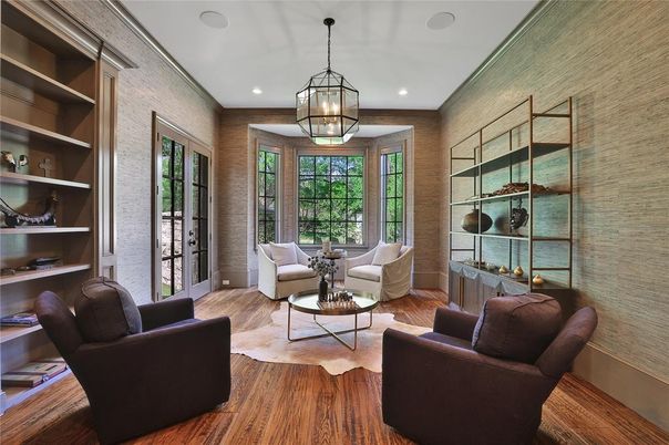 Interior, Living room, Pendant Lights, Recessed Lighting, Wood Texture Flooring