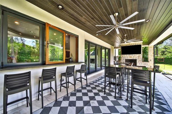Fireplace, Interior, Recessed Lighting, Wooden Ceilings