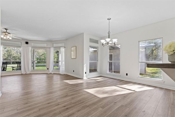 Chandelier, Empty room, Interior, Wood Texture Flooring