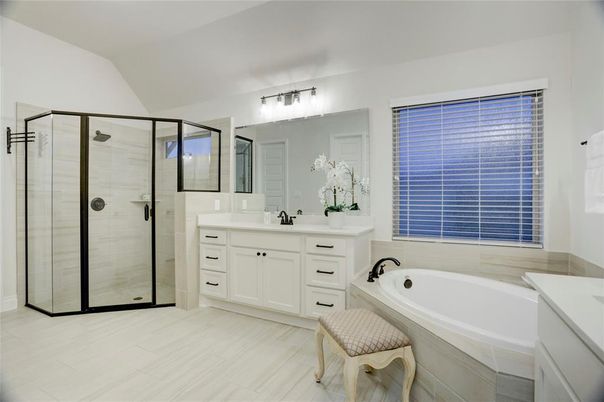 Bathroom, Dual Sink Vanities, Glass Shower, Interior