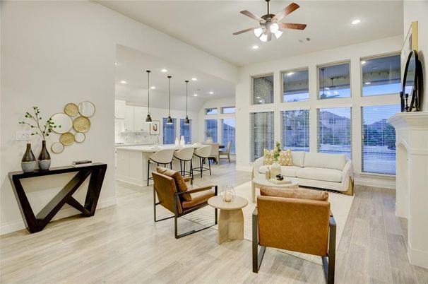 Dining room, Interior, Kitchen, Living room, Pendant Lights, Recessed Lighting, Wood Texture Flooring