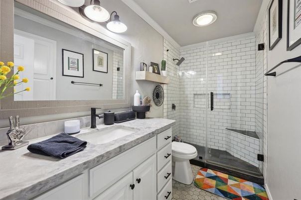 Bathroom, Dual Sink Vanities, Glass Shower, Interior