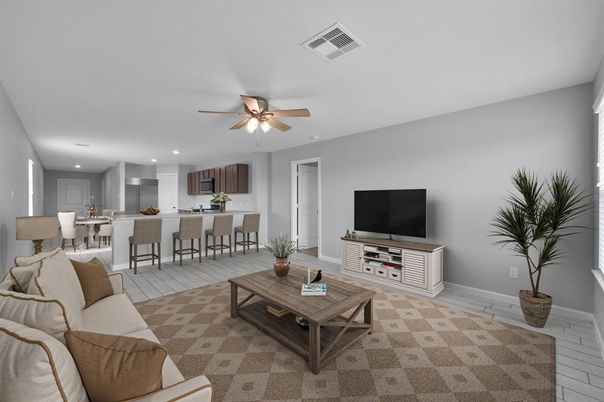 Dining room, Interior, Kitchen, Living room, Recessed Lighting