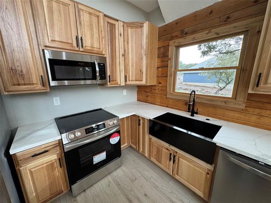 Interior, Kitchen, Stainless Steel Appliances, Wood Texture Flooring