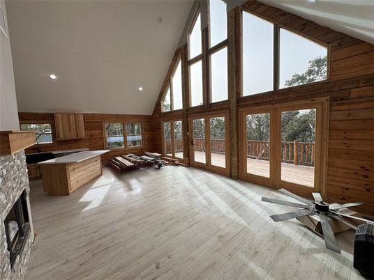 Interior, Recessed Lighting, Wood Texture Flooring, Wooden Walls