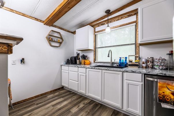 Interior, Kitchen, Pendant Lights, Stainless Steel Appliances, Wood Texture Flooring