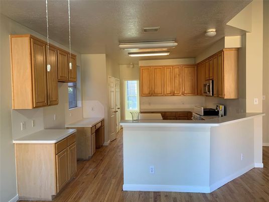 Interior, Kitchen, Pendant Lights, Wood Texture Flooring