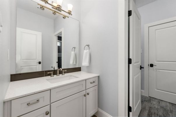 Bathroom, Dual Sink Vanities, Interior, Wood Texture Flooring