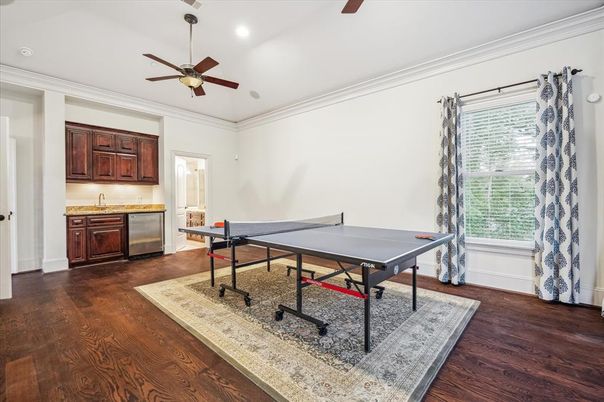 Game Room, Interior, Recessed Lighting, Wood Texture Flooring
