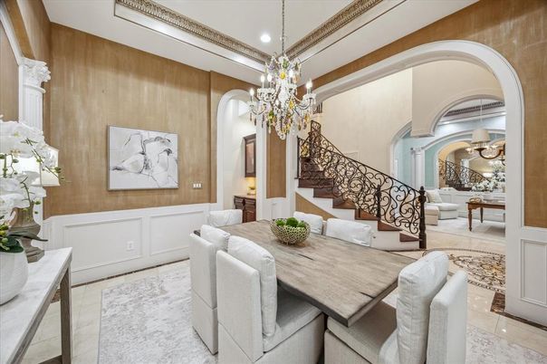 Chandelier, Dining room, Interior, Recessed Lighting
