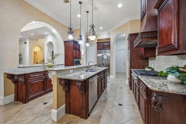 Interior, Kitchen, Pendant Lights, Recessed Lighting, Stainless Steel Appliances