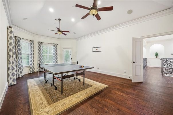 Game Room, Interior, Recessed Lighting, Wood Texture Flooring