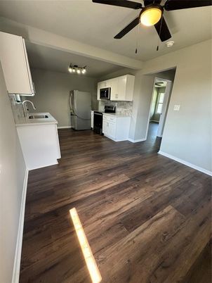 Interior, Kitchen, Stainless Steel Appliances, Wood Texture Flooring