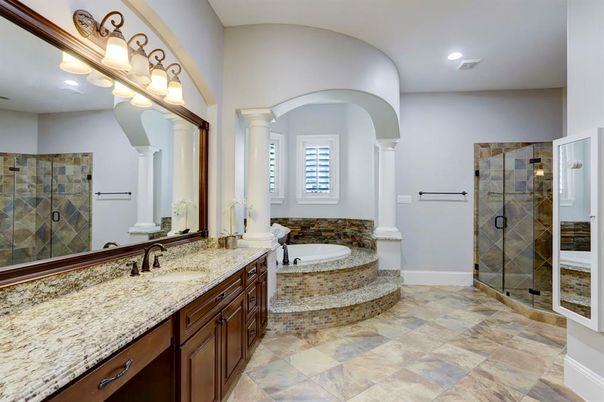 Bathroom, Dual Sink Vanities, Glass Shower, Interior, Recessed Lighting