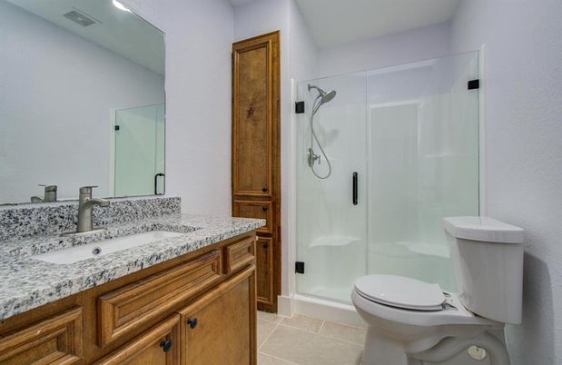 Bathroom, Glass Shower, Interior, Recessed Lighting