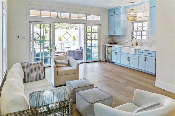 Interior, Kitchen, Living room, Pendant Lights, Recessed Lighting, Stainless Steel Appliances, Wood Texture Flooring