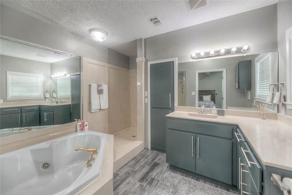 Bathroom, Dual Sink Vanities, Interior, Wood Texture Flooring