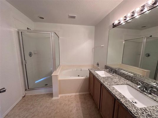 Bathroom, Dual Sink Vanities, Glass Shower, Interior