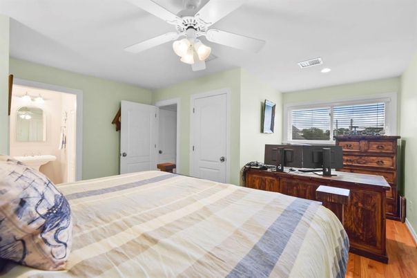 Bedroom, Home Office, Interior, Recessed Lighting, Wood Texture Flooring