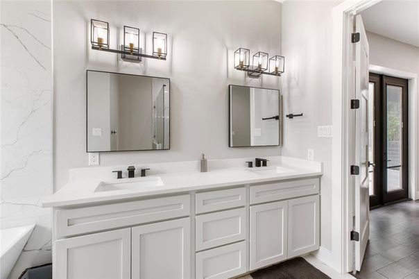 Bathroom, Dual Sink Vanities, Interior, Marble Walls