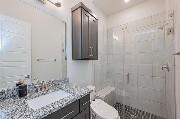 Bathroom, Glass Shower, Interior, Recessed Lighting