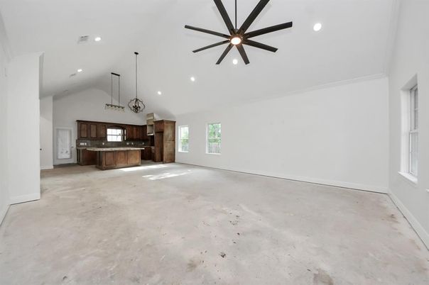 Empty room, Interior, Kitchen, Pendant Lights, Recessed Lighting