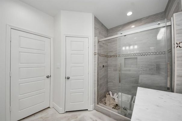 Bathroom, Glass Shower, Interior, Recessed Lighting