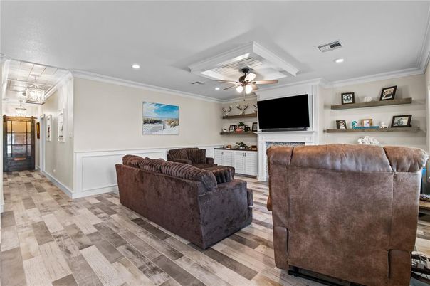 Interior, Living room, Recessed Lighting, Wood Texture Flooring