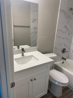 Bathroom, Interior, Marble Walls, Wood Texture Flooring