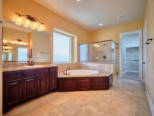 Bathroom, Dual Sink Vanities, Glass Shower, Interior, Recessed Lighting