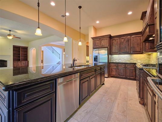 Interior, Kitchen, Pendant Lights, Recessed Lighting, Stainless Steel Appliances