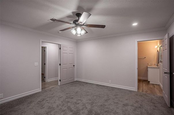 Bathroom, Empty room, Interior, Recessed Lighting, Wood Texture Flooring