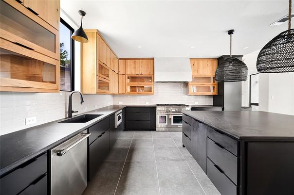 Interior, Kitchen, Pendant Lights, Recessed Lighting, Stainless Steel Appliances