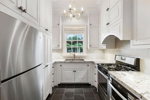 Chandelier, Interior, Kitchen, Stainless Steel Appliances