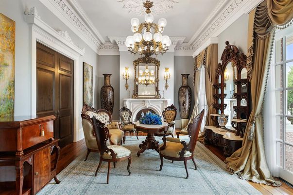 Chandelier, Fireplace, Interior, Wood Texture Flooring