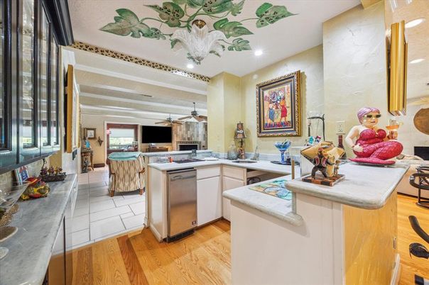 Interior, Kitchen, Recessed Lighting, Wood Texture Flooring