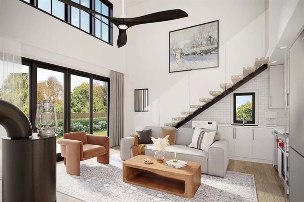 Interior, Living room, Pendant Lights, Wood Texture Flooring