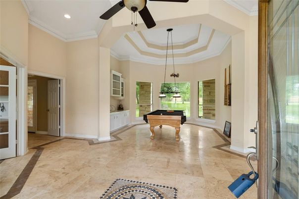 Billiard Table, Game Room, Interior, Pendant Lights, Recessed Lighting