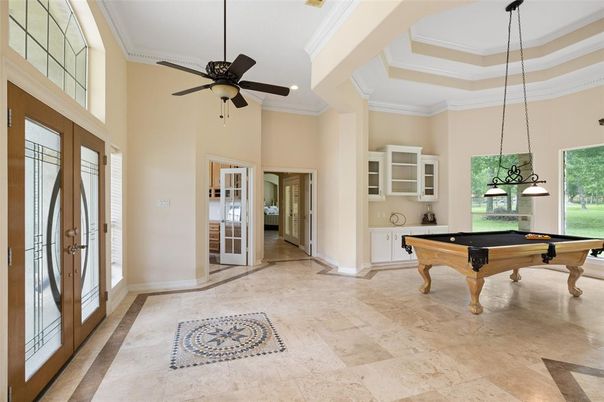 Billiard Table, Game Room, Interior, Pendant Lights, Recessed Lighting